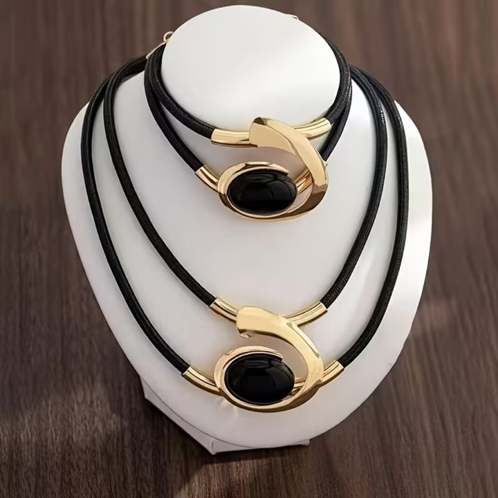 Solène™ | Set ovale noir et or