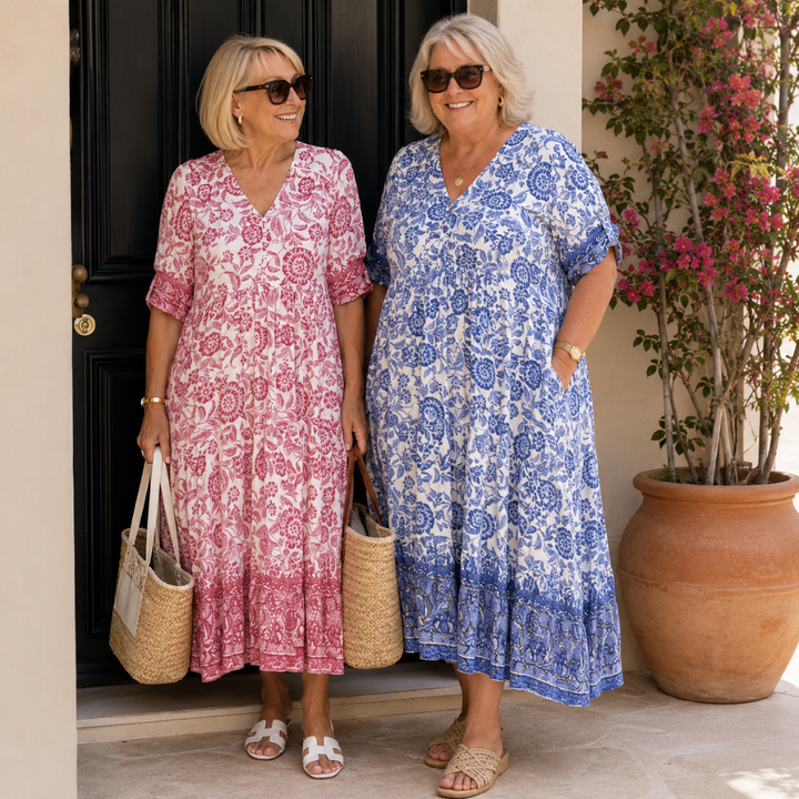 Keisha | Robe Florale V-Neck Élégante