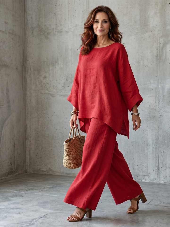 Prue | Ensemble de tunique surdimensionnée et pantalon à jambes larges