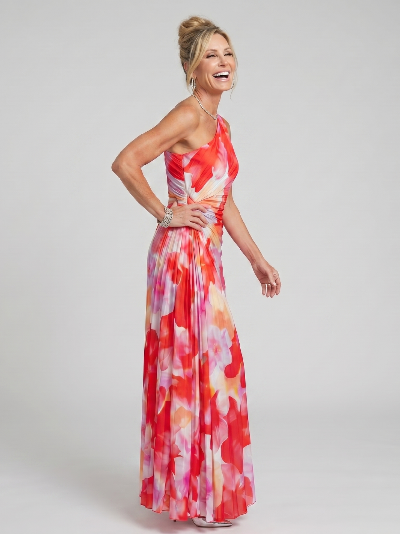 Taya | Robe Midi à Une Épaule avec Plis
