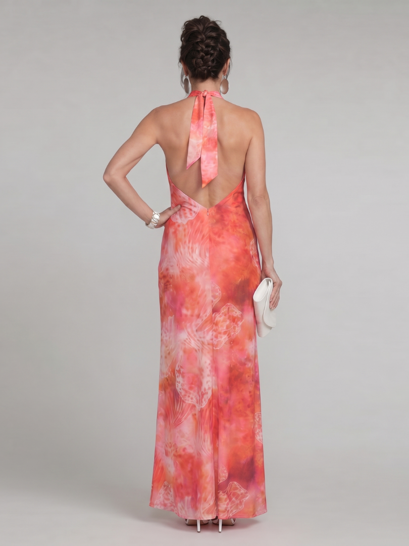 Coraline | Robe Maxi Imprimée avec Décolleté Halter