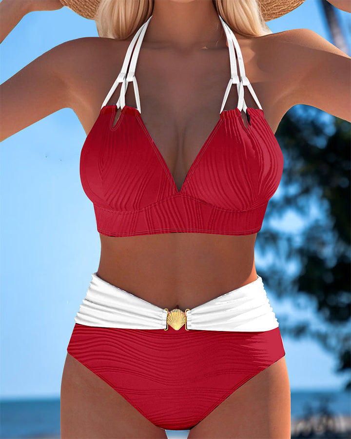 Lily™ | Maillot de bain taille haute avec bretelles doubles et couleur contrastante