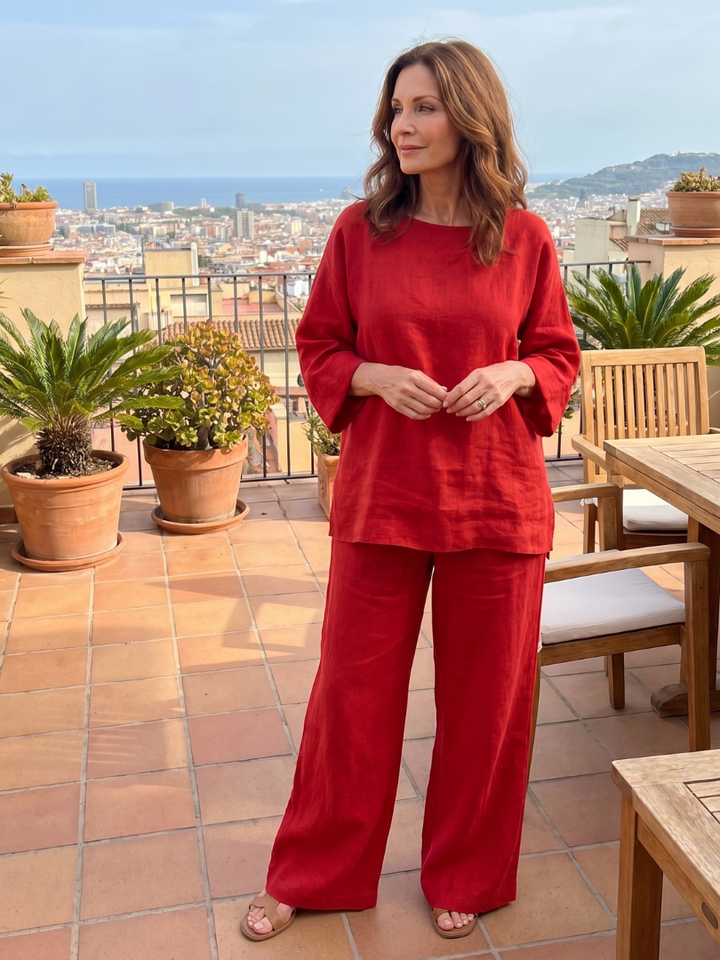 Prue | Ensemble de tunique surdimensionnée et pantalon à jambes larges