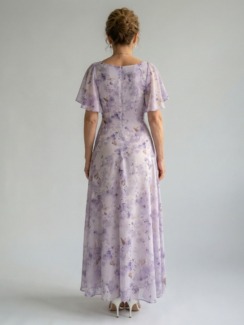 Vaelis | Robe Midi Fleurie avec Manches Volantes