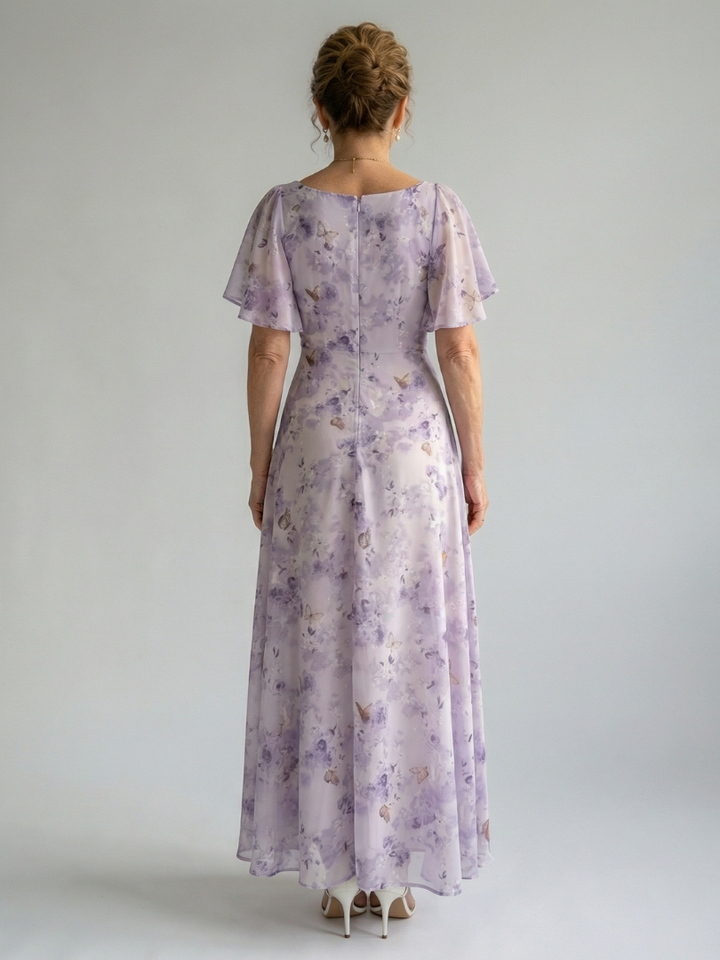 Vaelis | Robe Midi Fleurie avec Manches Volantes