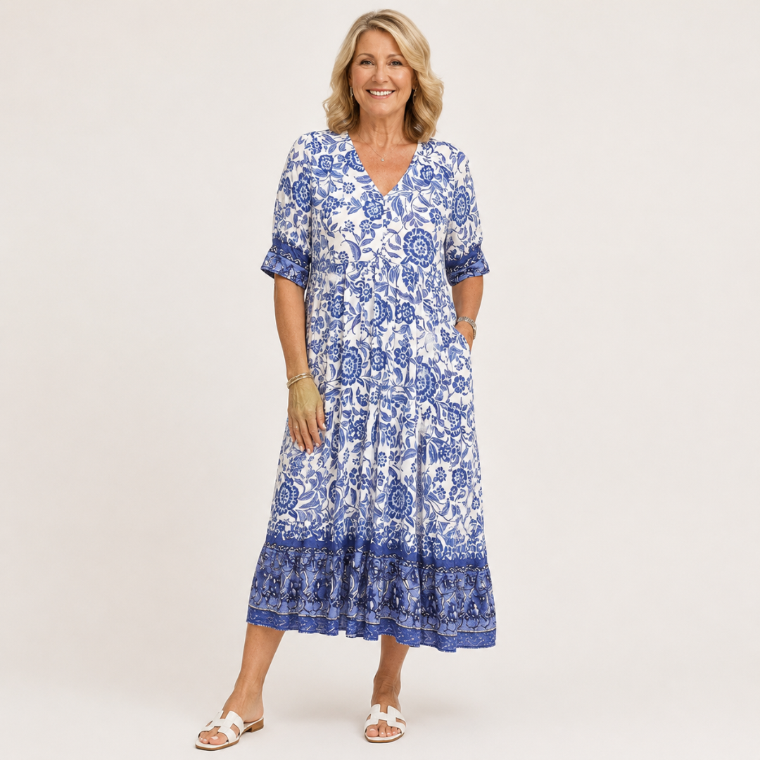 Keisha | Robe Florale V-Neck Élégante