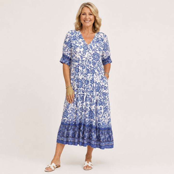 Keisha | Robe Florale V-Neck Élégante