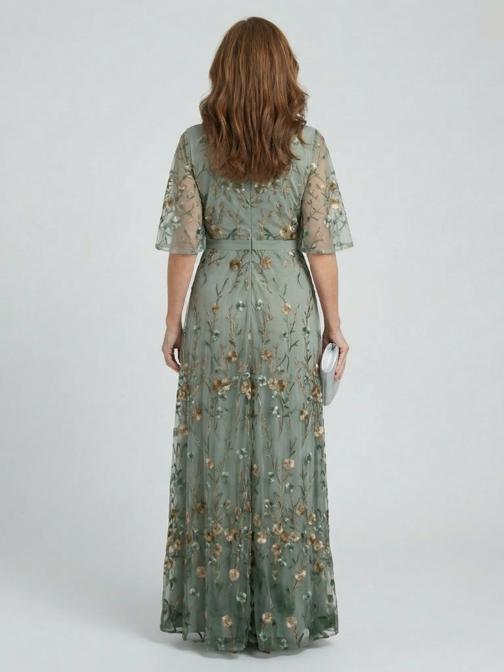 Selora | Robe Maxi Fluide à Fleurs avec Décolleté Halter