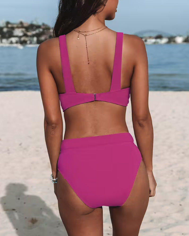 Hilde - Maillot de bain uni à coupe haute