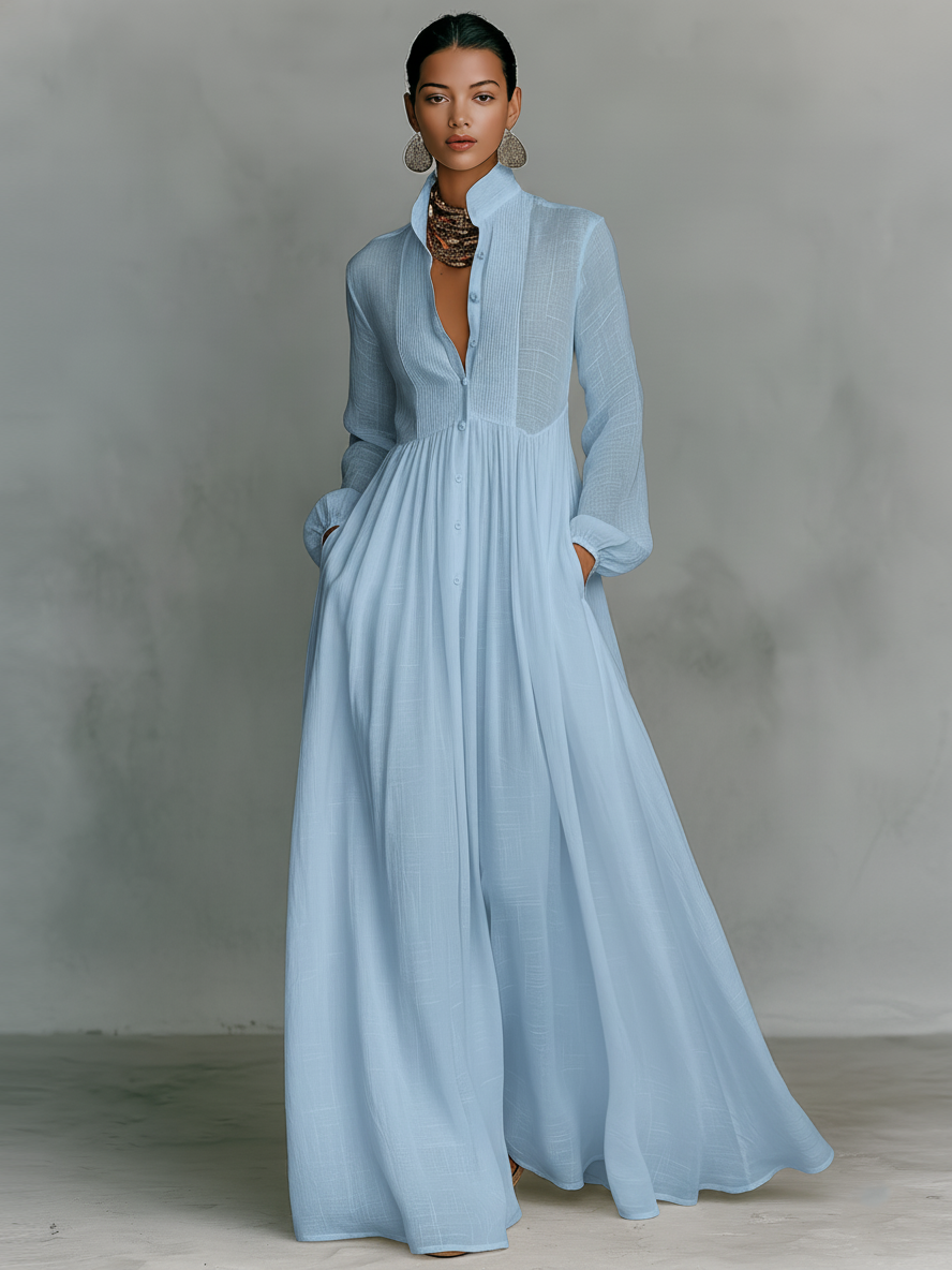 Robe Maxi en Patchwork Col Montant