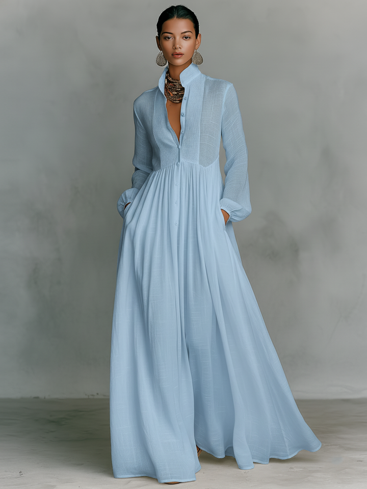 Robe Maxi en Patchwork Col Montant
