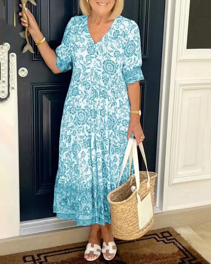 Keisha | Robe Florale V-Neck Élégante