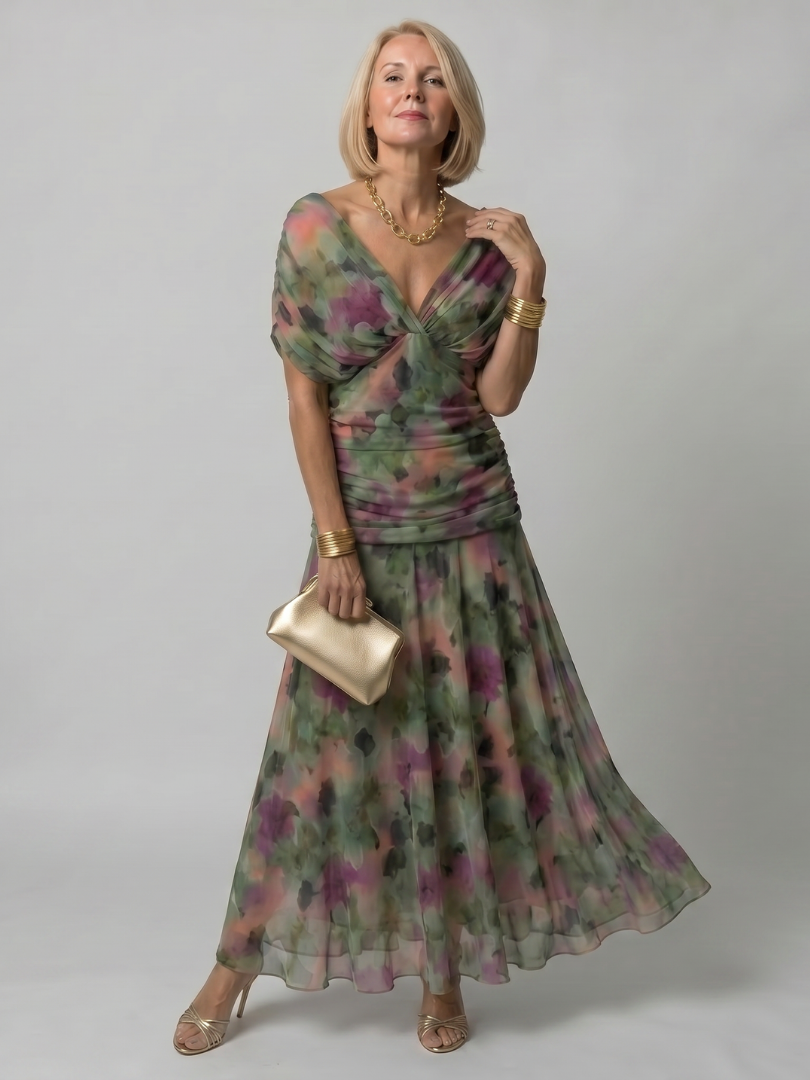 Calen | Robe Midi Fluide avec Décolleté Bardot