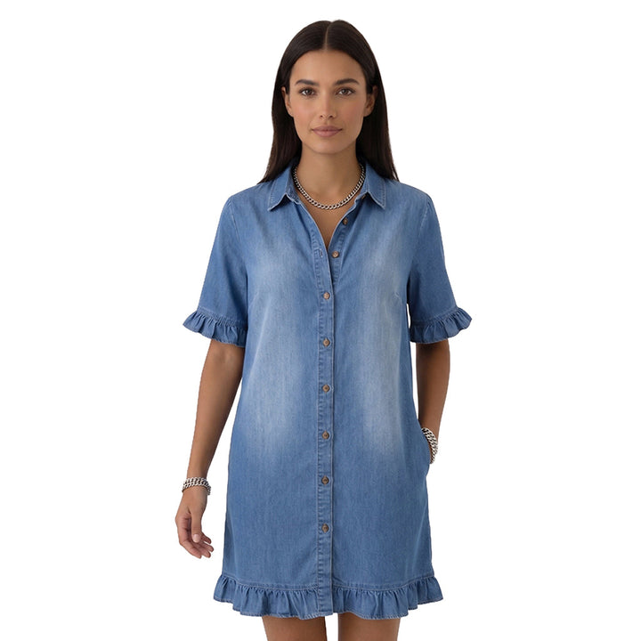 Robe en Denim à Volants