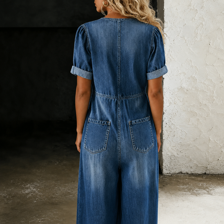 Maya | Salopette en Jean à Jambes Larges