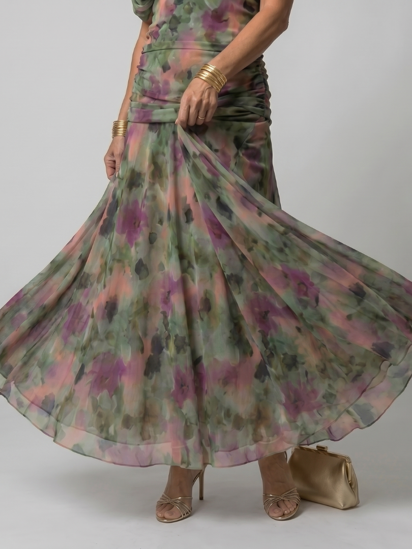 Calen | Robe Midi Fluide avec Décolleté Bardot