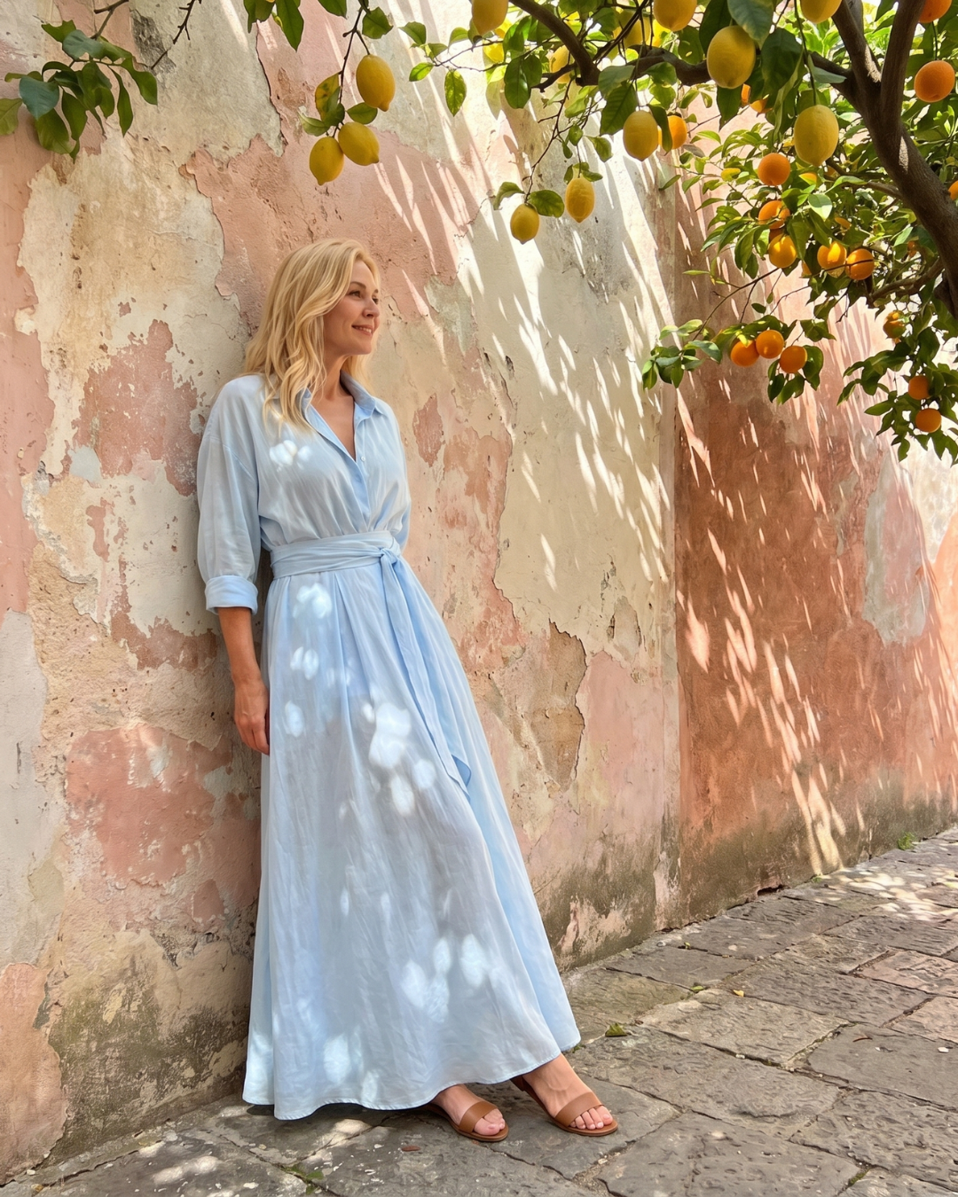Zelith | Robe Midi Longue à Manches Longues avec Col et Ceinture