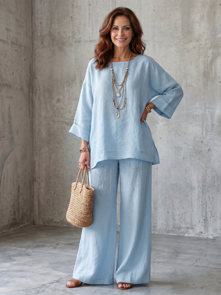 Prue | Ensemble de tunique surdimensionnée et pantalon à jambes larges