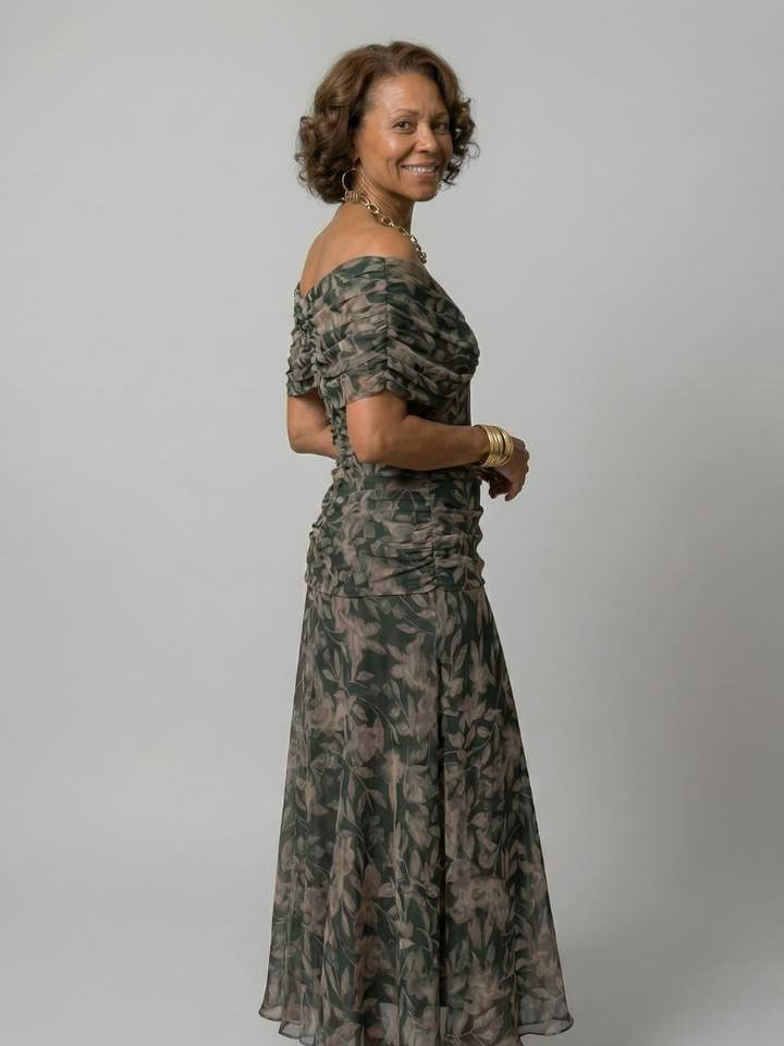 Calen | Robes Midi Fluides Off-Shoulder