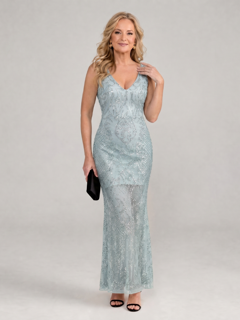 Sirea | Robe Midi en Sequins avec Panneaux Transparents