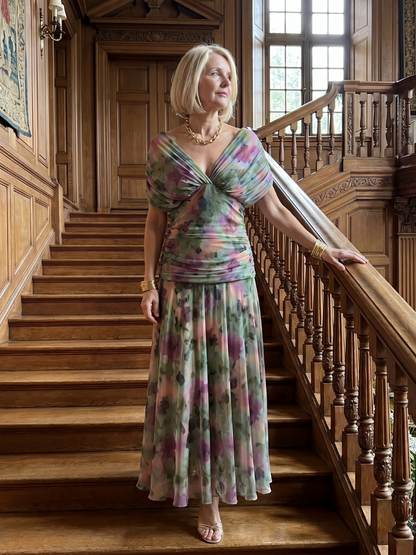 Calen | Robe Midi Décontractée à Épaules Dénudées