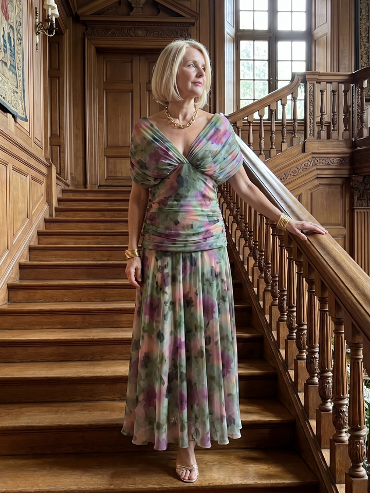 Calen | Robe Midi Fluide avec Décolleté Bardot