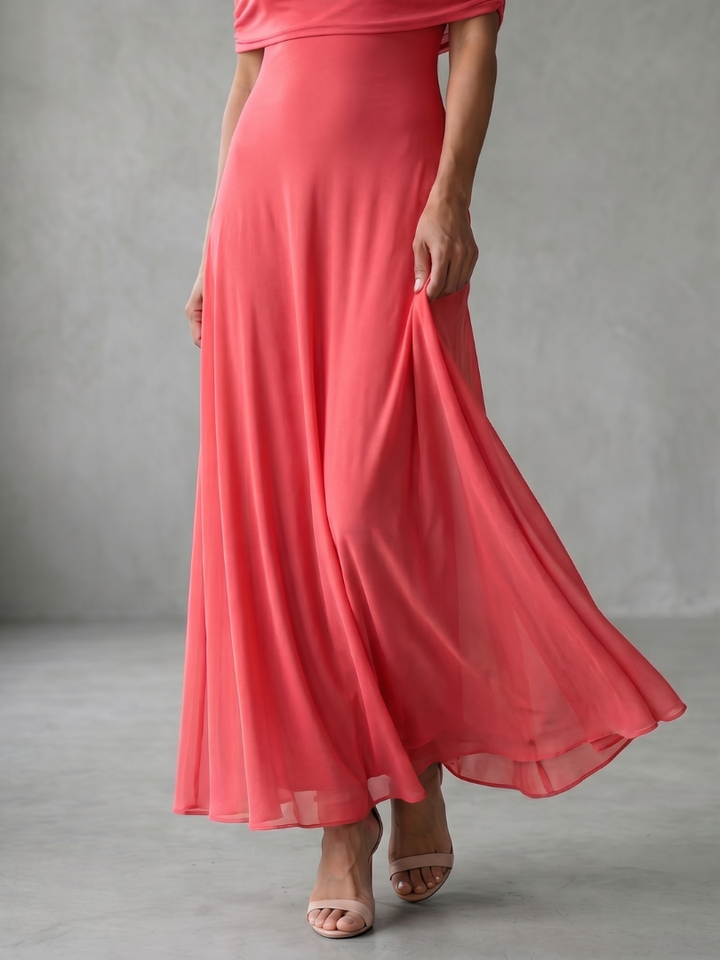 Juin | Robe Midi Drapée à Épaules Dénudées