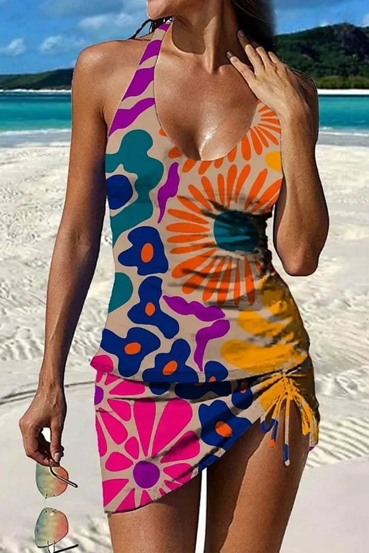 Fiesta – Tankini à fleurs graphiques avec short, effet ventre plat