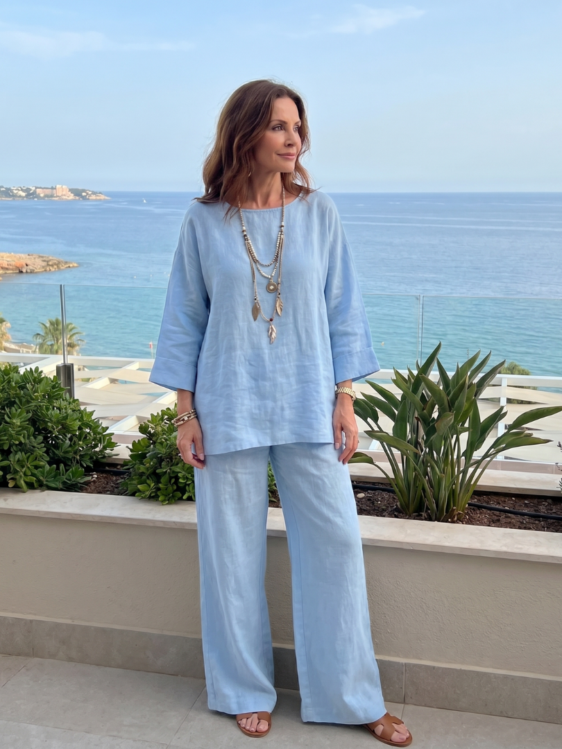 Prue | Ensemble de tunique surdimensionnée et pantalon à jambes larges