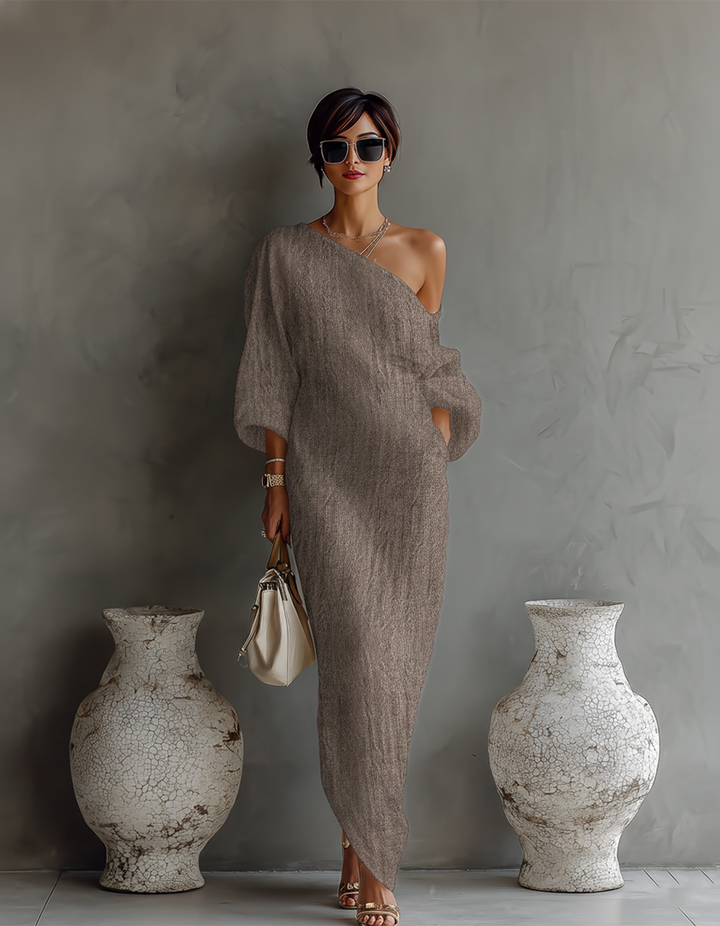 Robe en Écru Sans Épaules