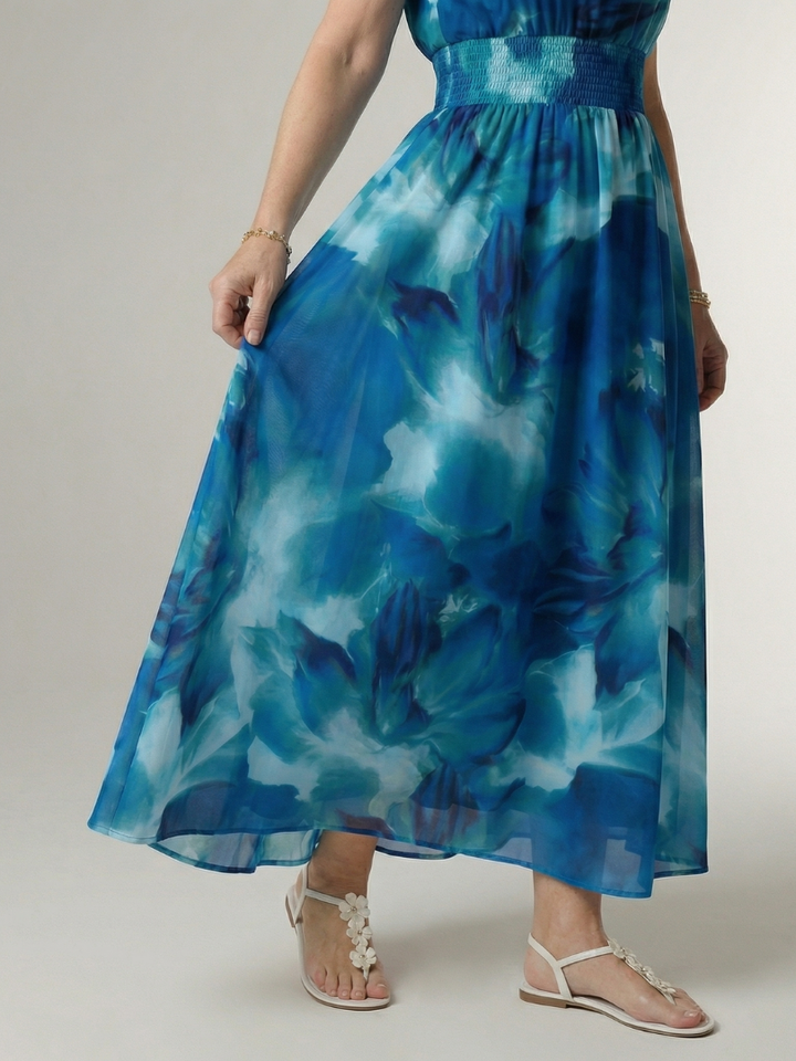 Sylin | Robe Midi Halter avec Taille Froncée