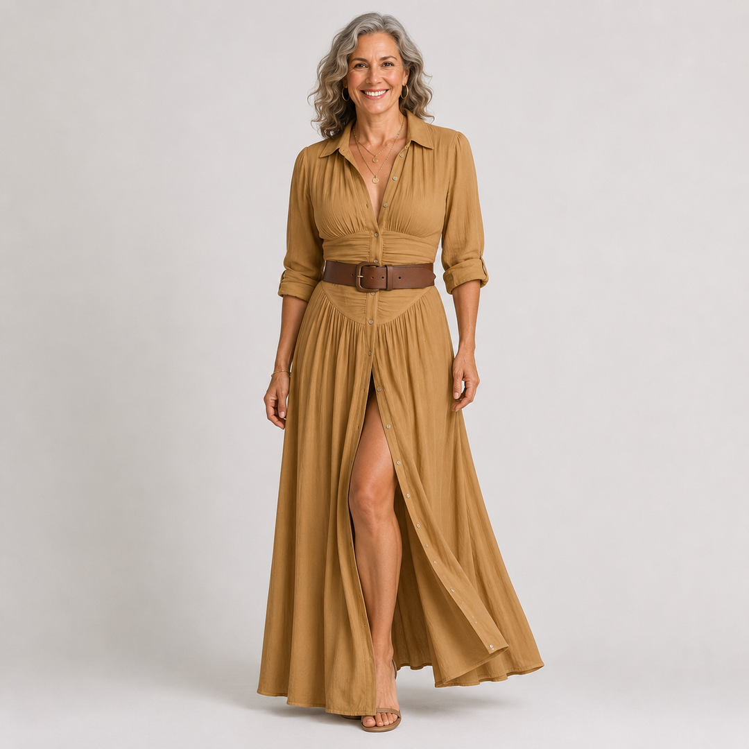 Lelivilia™ | Robe Maxi Longue avec Col Noté