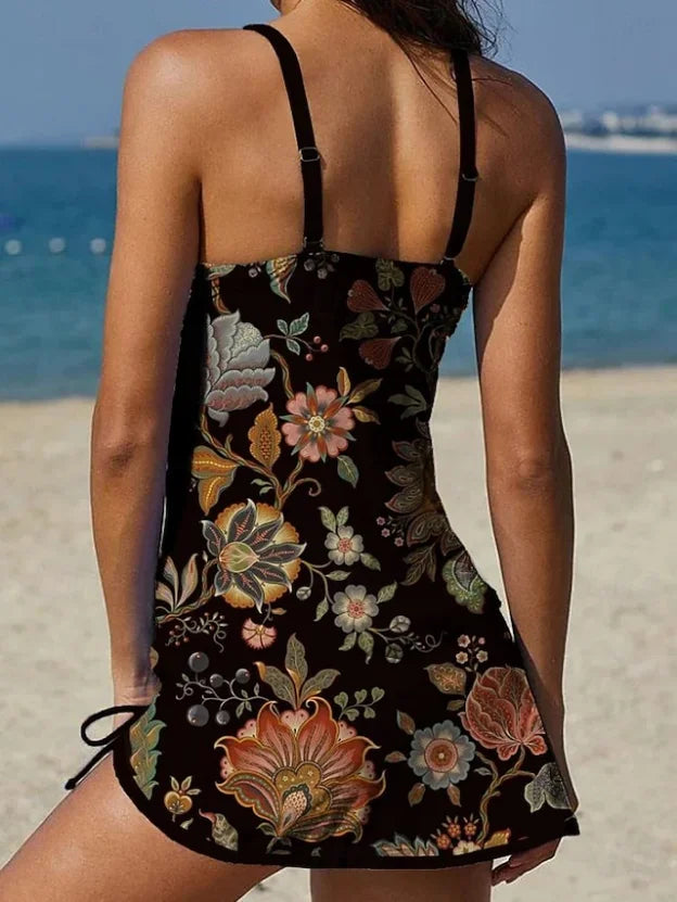 Fiesta – Tankini à fleurs graphiques avec short, effet ventre plat