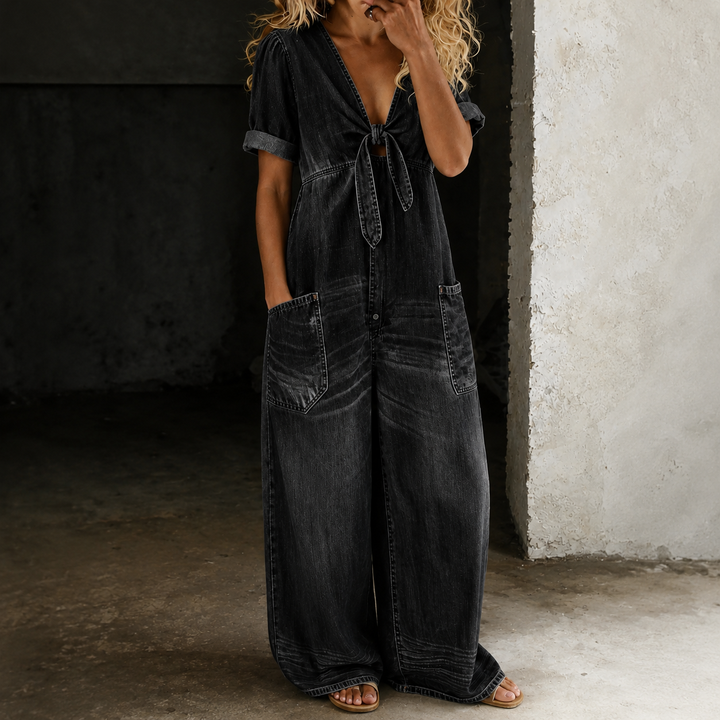 Maya | Salopette en Jean à Jambes Larges