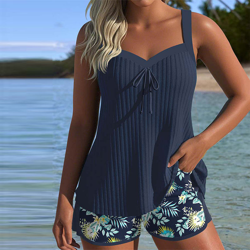 Laluna® | Tankini Rayé avec Short de Plage à Deux Pièces