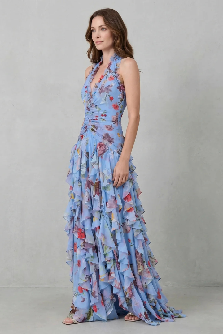 Bella | Robe longue à décolleté américain