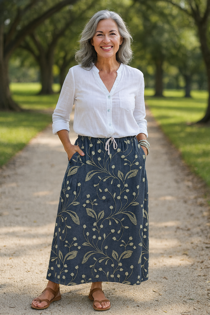 Eileen™ | Jupe longue fluide à imprimé floral avec taille confortable