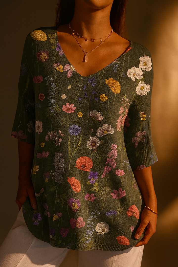 Marion | Maille à motif floral vintage