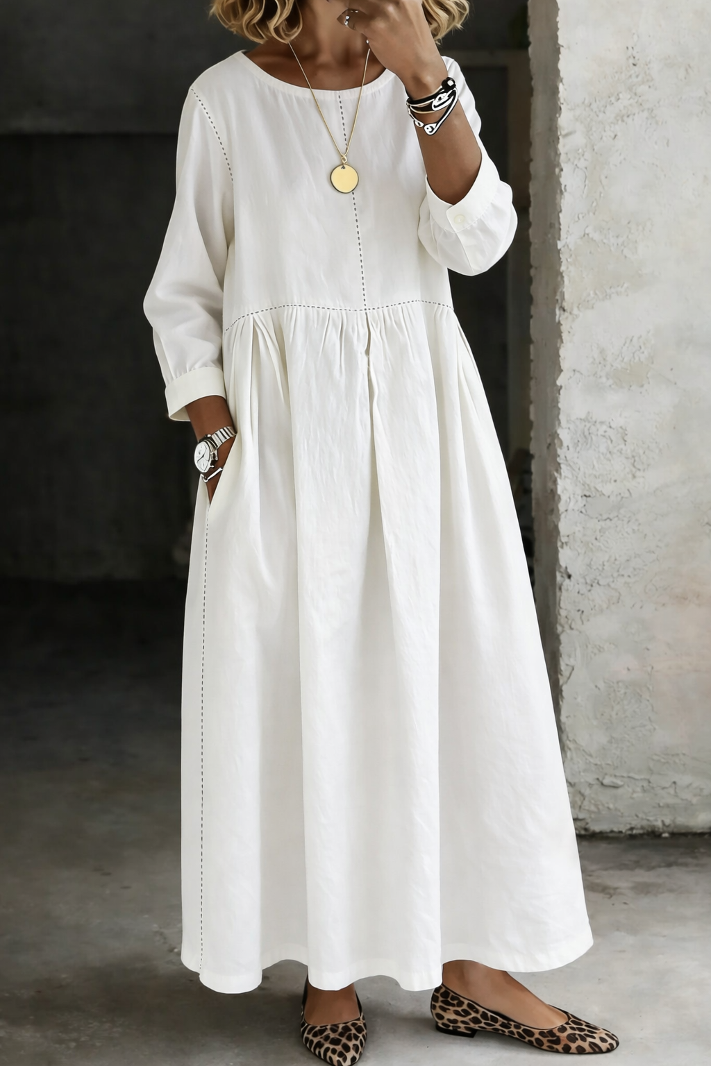 Melissa™ | Robe en jean col rond manches longues