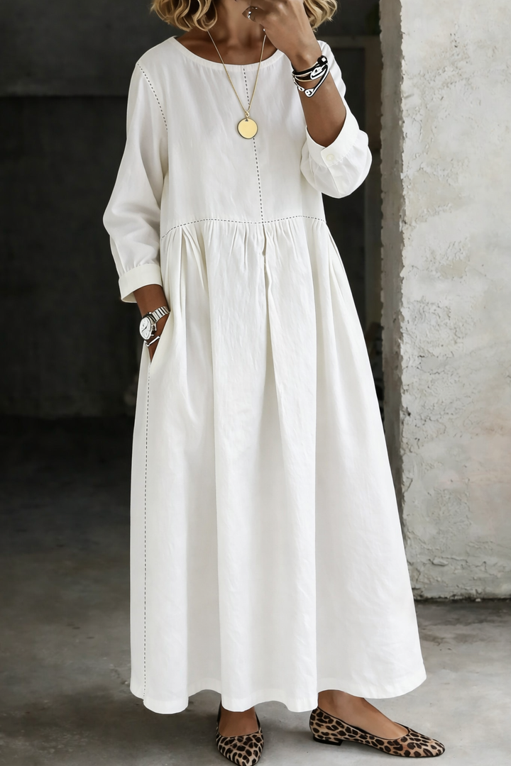 Melissa™ | Robe en jean col rond manches longues