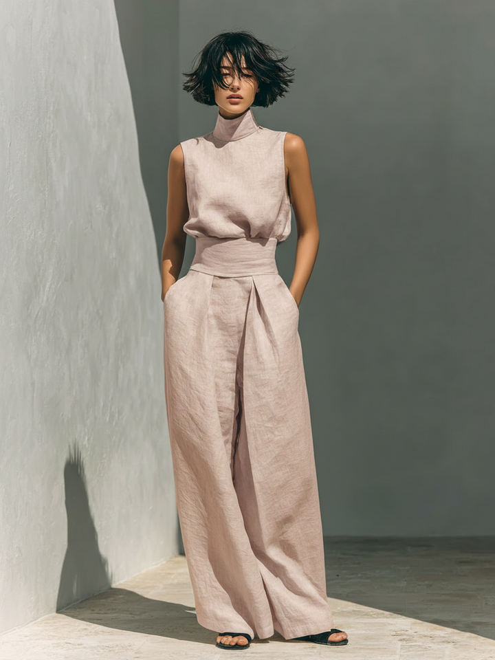 Marieta | Ensemble minimaliste de blouse sans manches et pantalon large