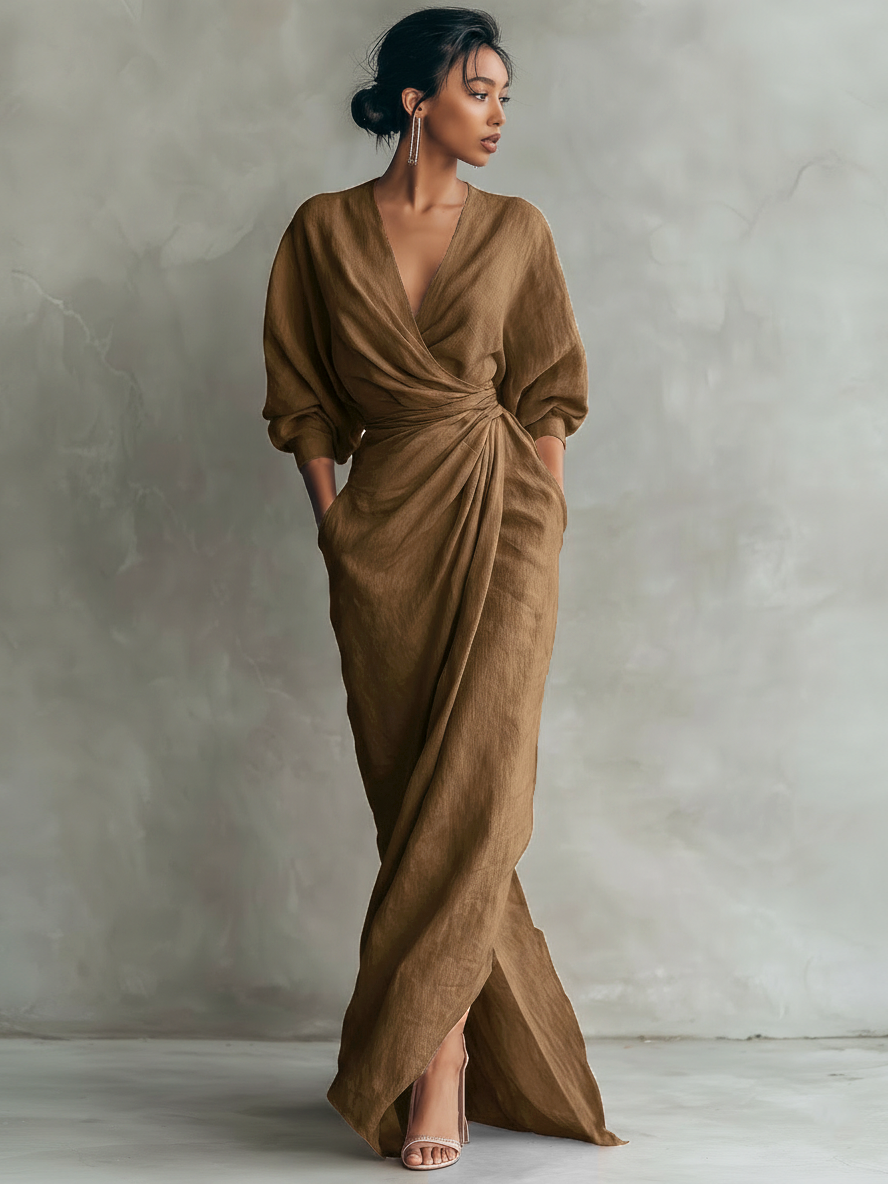 Robe Maxi en Rose Col V