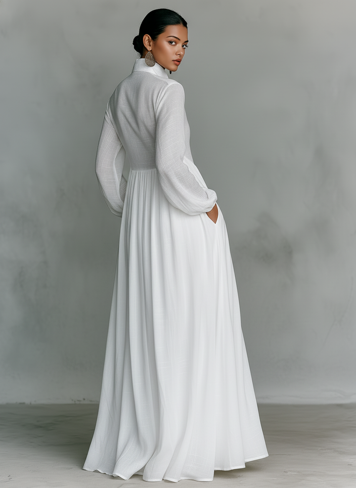 Robe Maxi en Patchwork Col Montant