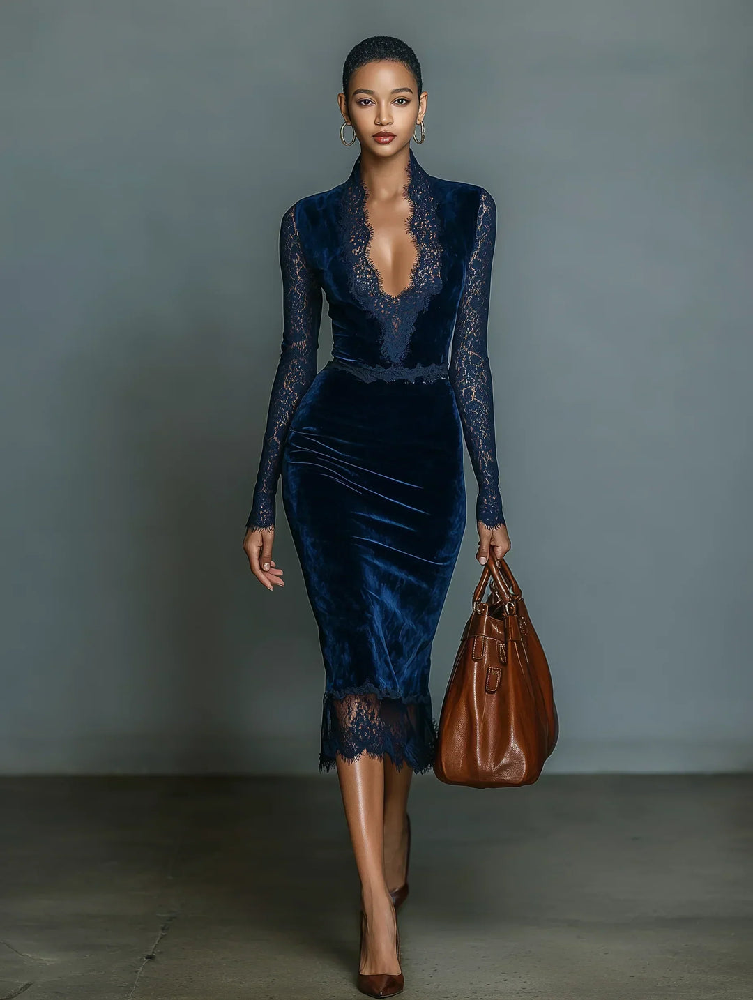 Robe Midi en à Décolleté en V