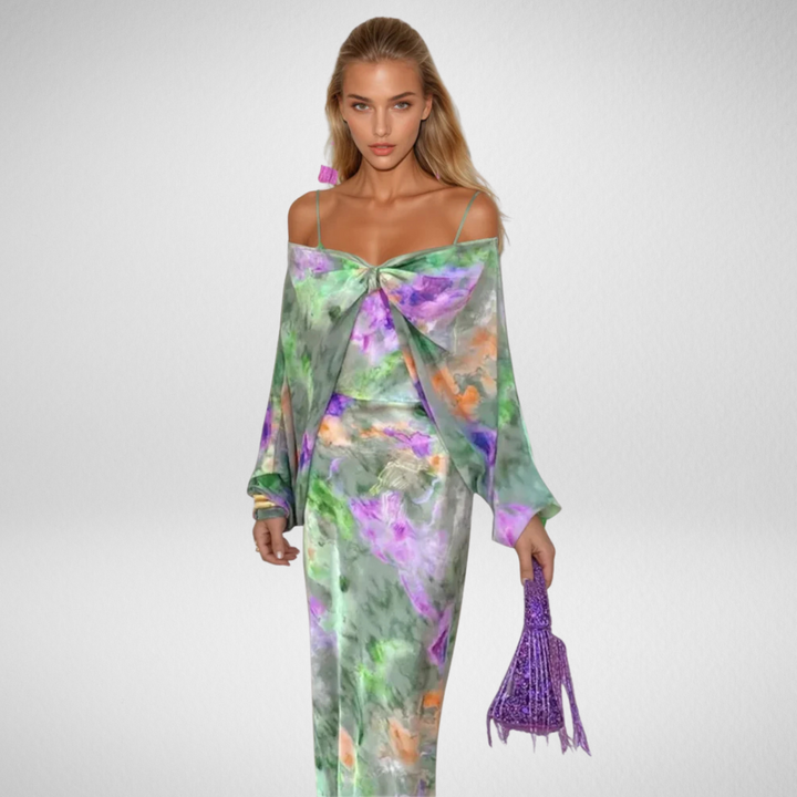 Nancy | Robe Maxi Élégante avec Écharpe Amovible