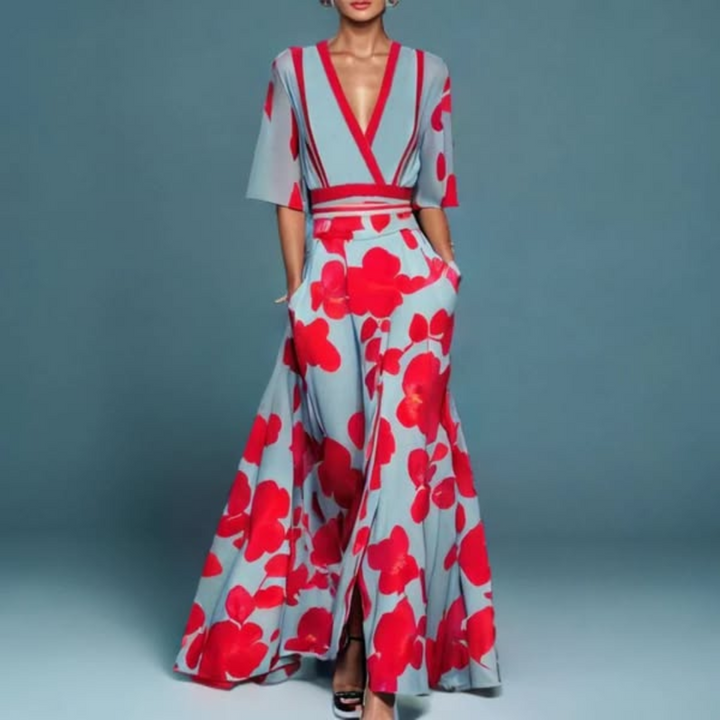 Michelle™ - Robe portefeuille à motif floral élégante