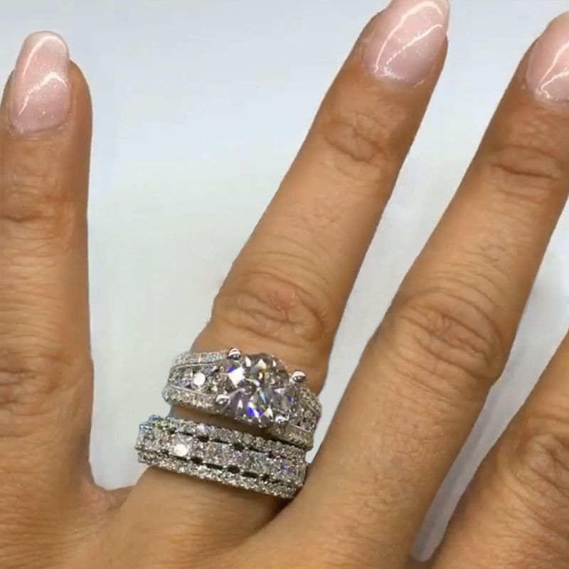 Ingrid™ | Ensemble de mariée 2 pièces ronde pavé