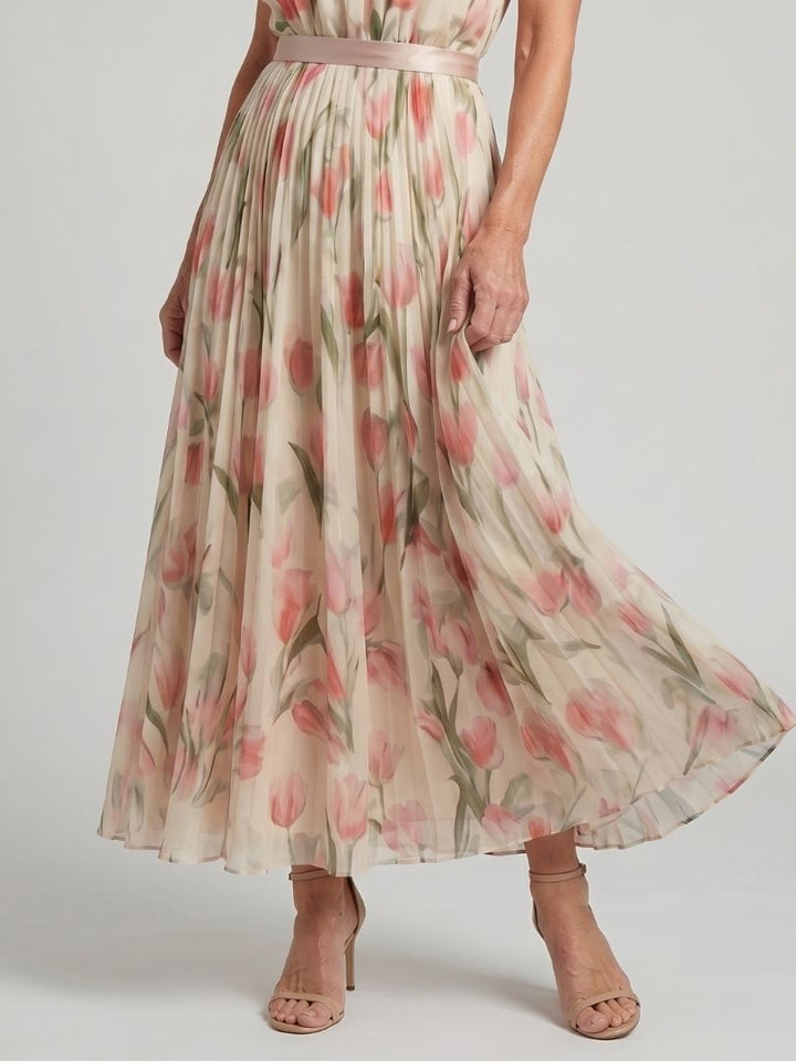 Aurelle | Robe Midi à Col Halter Floral