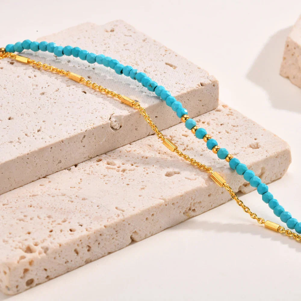 Iridessa™ | Bracelet doré à maillons doubles avec turquoise