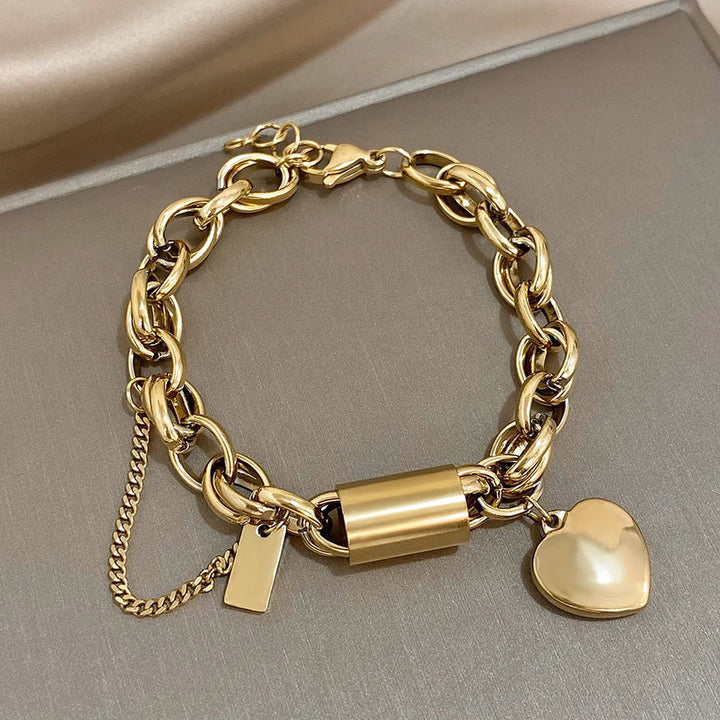 Yasminea™ | Bracelet chunky en or blanc